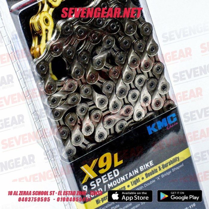 ⁦جنزير 9 سرعات KMC X9L مع الباور لينك، أداء عالى، خفيف، قوة تحمل و متانة مضاعفة⁩ - الصورة ⁦2⁩
