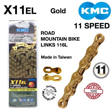 KMC X11EL, Extra Light 11-Speed Chain, Top Performance, Double X-Durability, Gold