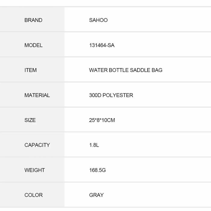 SAHOO Saddle Bag with water bottle holder - Image 7