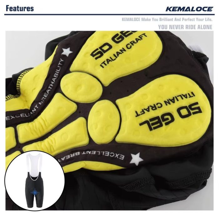 ⁦KEMALOCE Cycling Bib - Size M - Black/White⁩ - الصورة ⁦2⁩