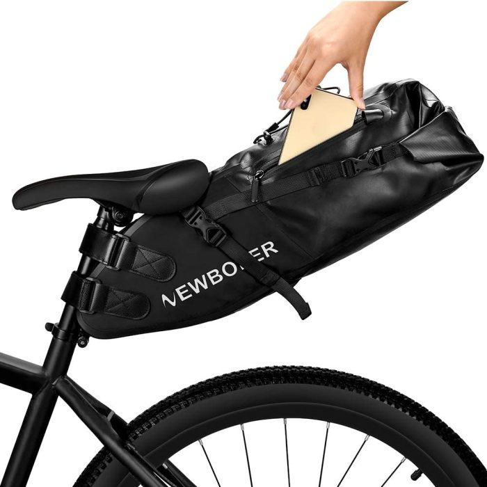 ⁦NEWBOLER Bike Packing Bike Bag 13L Waterproof Reflective Large-Capacity Bike Saddle Bag for Bicycles Rear Rack⁩ - الصورة ⁦7⁩