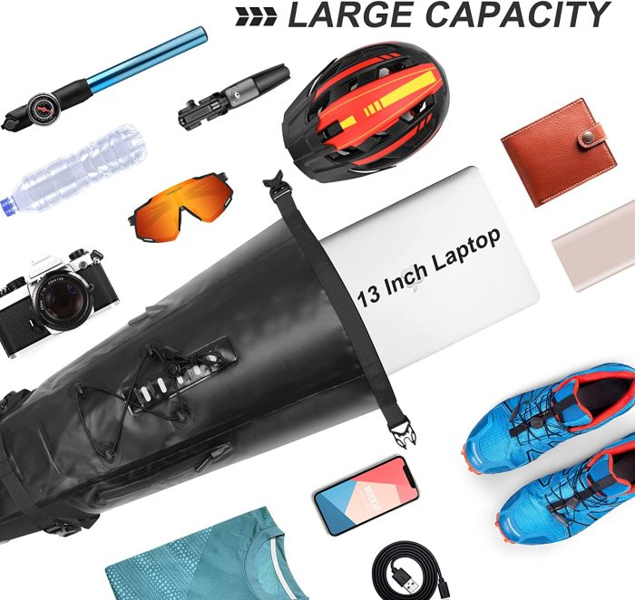 ⁦NEWBOLER Bike Packing Bike Bag 13L Waterproof Reflective Large-Capacity Bike Saddle Bag for Bicycles Rear Rack⁩ - الصورة ⁦5⁩