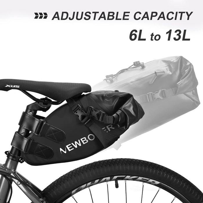 ⁦NEWBOLER Bike Packing Bike Bag 13L Waterproof Reflective Large-Capacity Bike Saddle Bag for Bicycles Rear Rack⁩ - الصورة ⁦4⁩