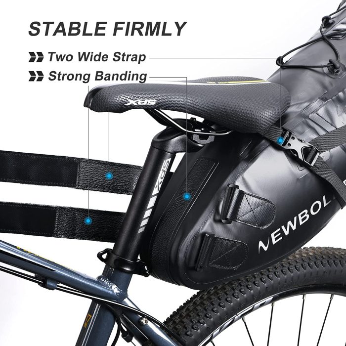 ⁦NEWBOLER Bike Packing Bike Bag 13L Waterproof Reflective Large-Capacity Bike Saddle Bag for Bicycles Rear Rack⁩ - الصورة ⁦3⁩