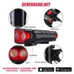 Solar Bicycle Headlight Speaker FY329 - Black/Red - Image 2