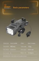 Bicycle Headlight, Speaker and Phone Holder – Black - الصورة 7